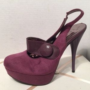 Enigma Purple Faux Suede Platform Heels